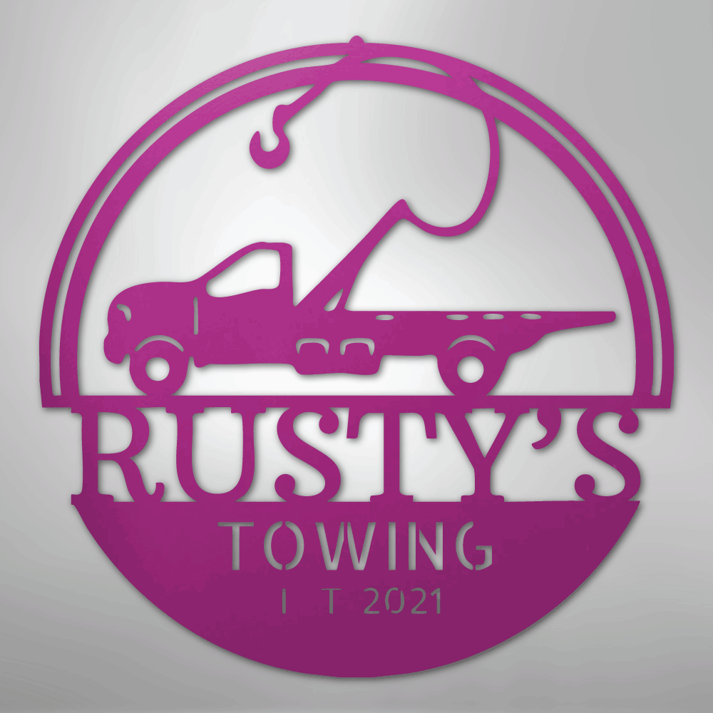 Tow Truck Monogram - Steel Sign - Kim’s Signature Beauty & Accessories