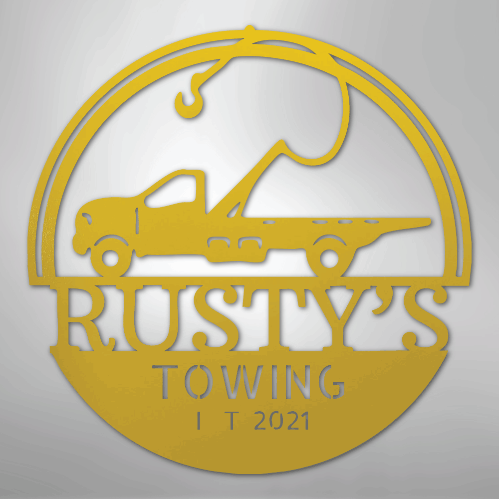 Tow Truck Monogram - Steel Sign - Kim’s Signature Beauty & Accessories