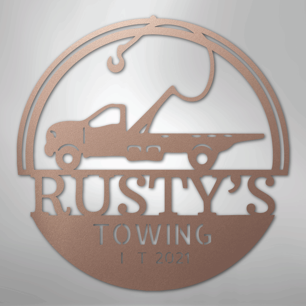 Tow Truck Monogram - Steel Sign - Kim’s Signature Beauty & Accessories