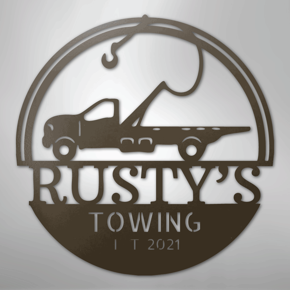 Tow Truck Monogram - Steel Sign - Kim’s Signature Beauty & Accessories