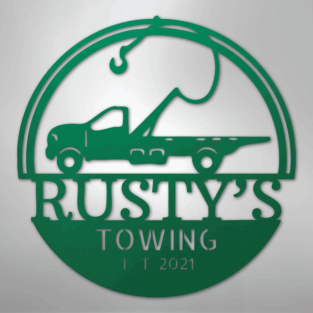 Tow Truck Monogram - Steel Sign - Kim’s Signature Beauty & Accessories