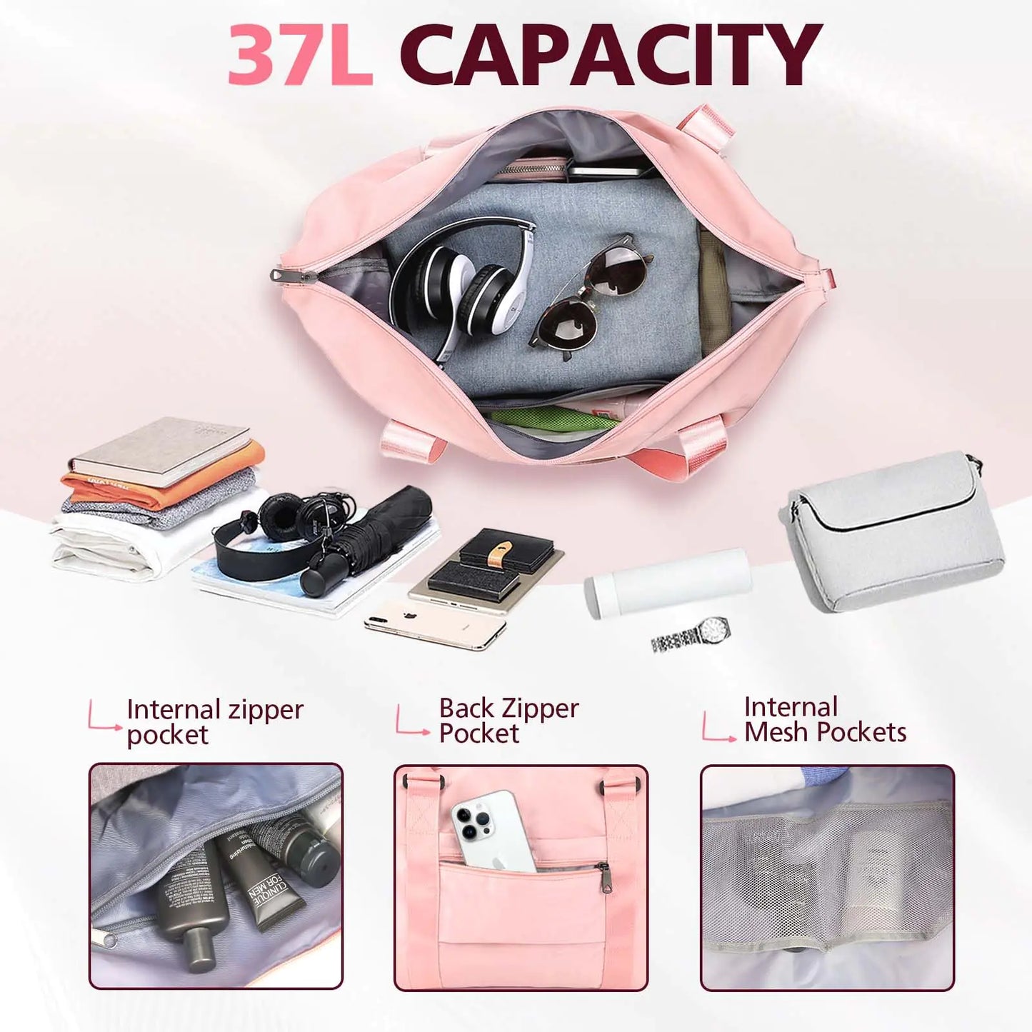 Travel Duffle Bag, Waterproof Weekender Bag Carry On Tote Bag - Kim’s Signature Beauty & Accessories    