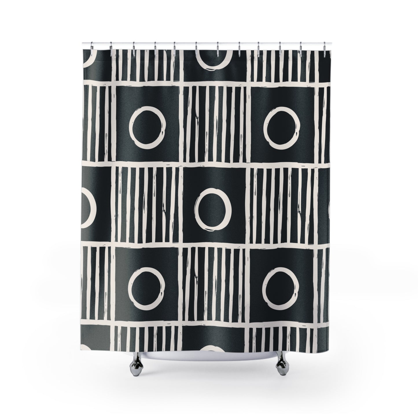 Trendy Circle and Stripe Shower Curtain - Kim’s Signature Beauty & Accessories    