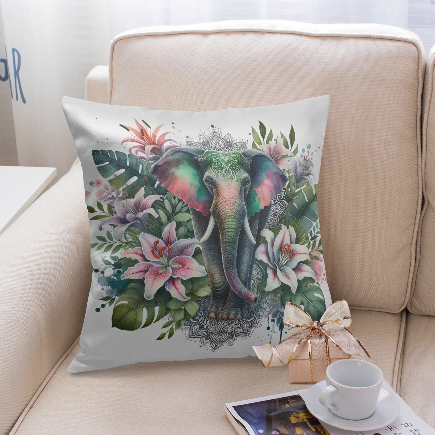 Tropical Elephant Paradise Pillow Cover - Kim’s Signature Beauty & Accessories    