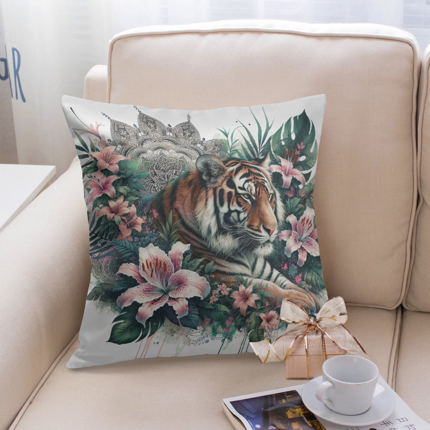 Tropical Tiger Oasis Pillow Cover - Kim’s Signature Beauty & Accessories    