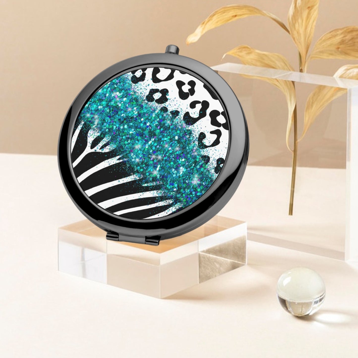 Turquoise Glitter | Compact Mirror - Kim’s Signature Beauty & Accessories    