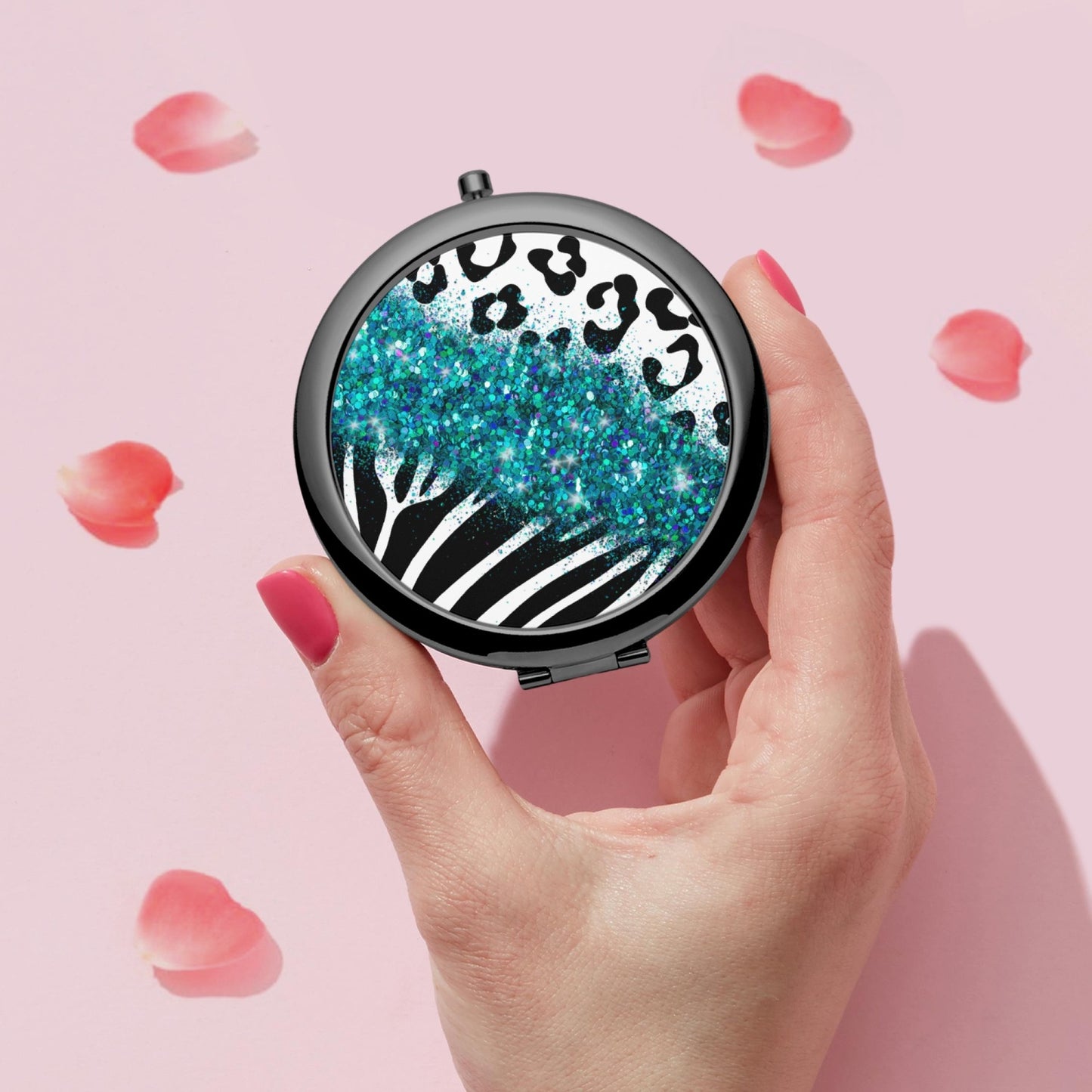 Turquoise Glitter | Compact Mirror - Kim’s Signature Beauty & Accessories    