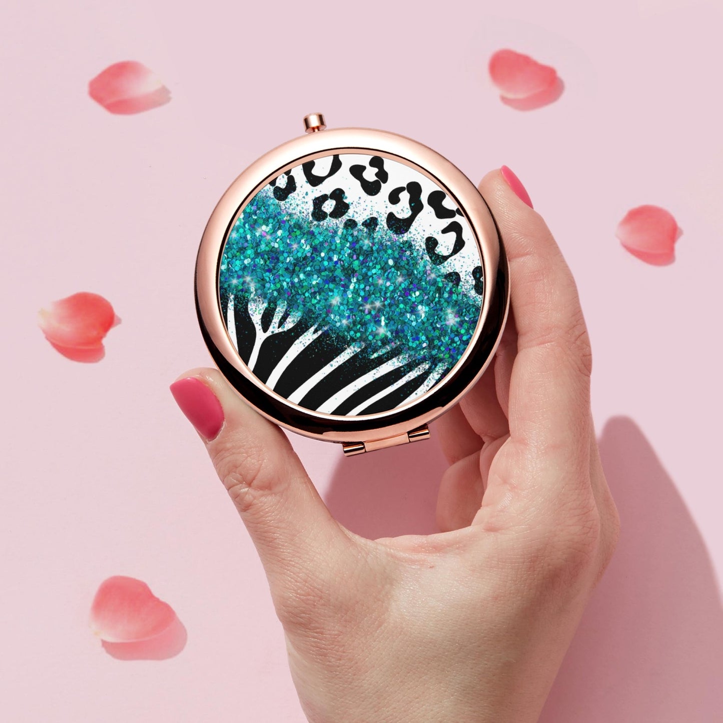 Turquoise Glitter | Compact Mirror - Kim’s Signature Beauty & Accessories    
