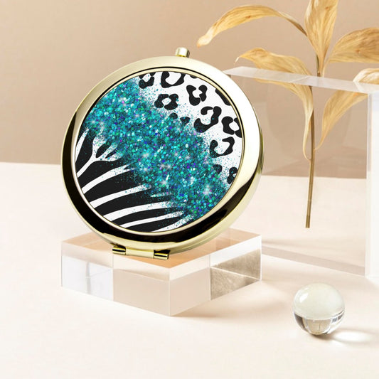 Turquoise Glitter | Compact Mirror - Kim’s Signature Beauty & Accessories    