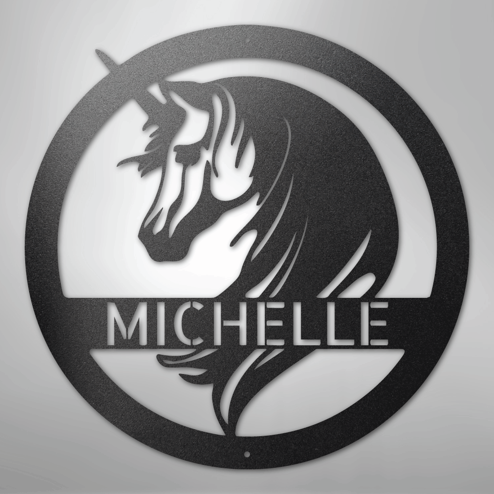 Unicorn Monogram - Steel Sign - Kim’s Signature Beauty & Accessories