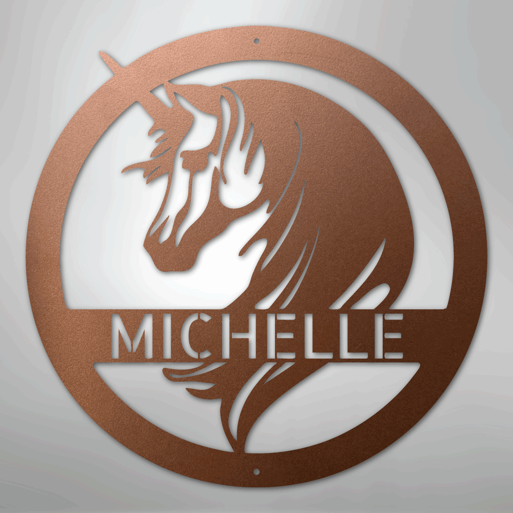 Unicorn Monogram - Steel Sign - Kim’s Signature Beauty & Accessories