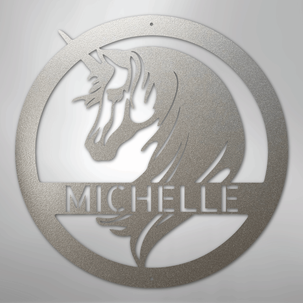 Unicorn Monogram - Steel Sign - Kim’s Signature Beauty & Accessories