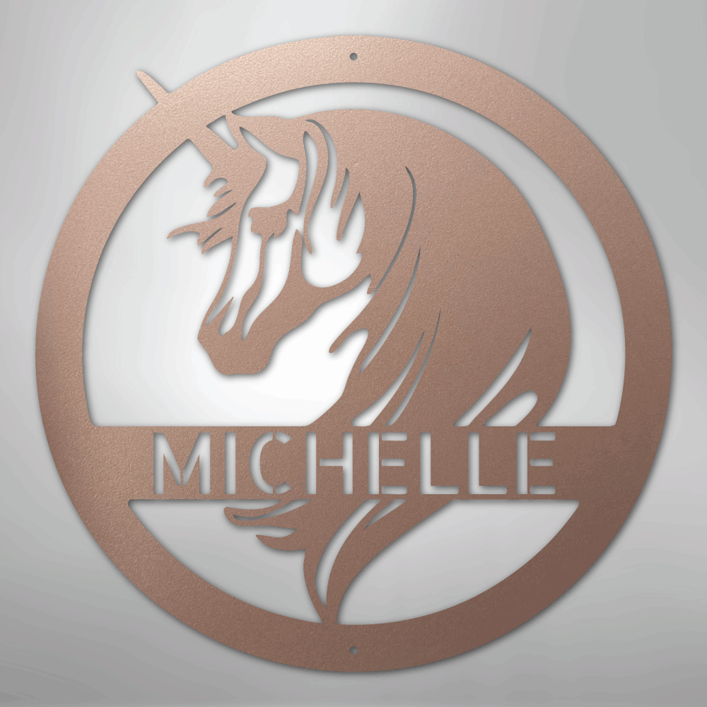 Unicorn Monogram - Steel Sign - Kim’s Signature Beauty & Accessories