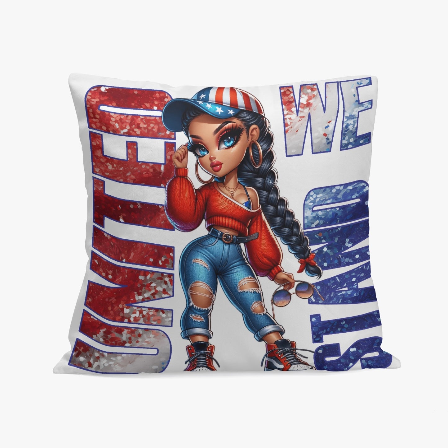 United We Stand All-American Girl Pillow Cover - Kim’s Signature Beauty & Accessories    