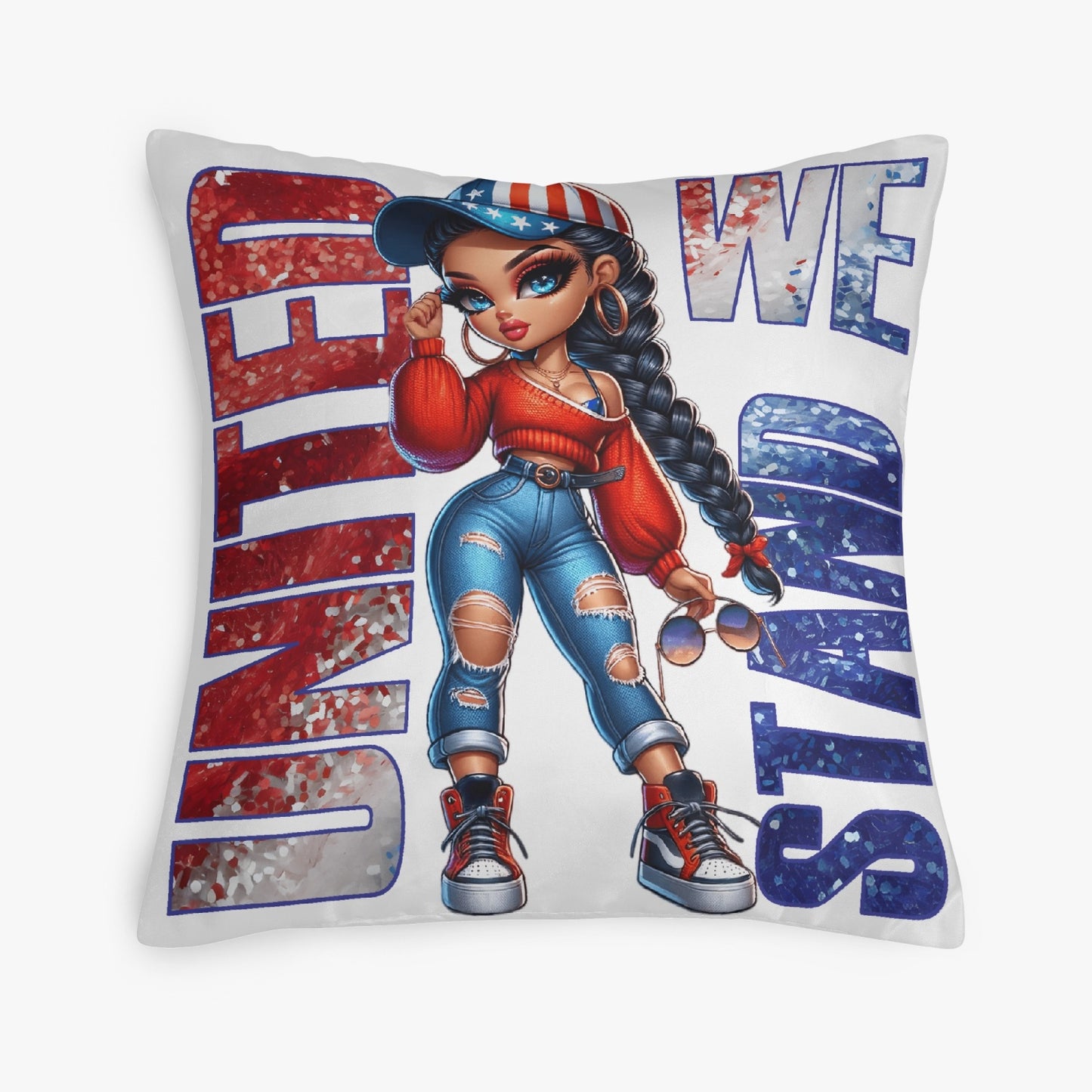 United We Stand All-American Girl Pillow Cover - Kim’s Signature Beauty & Accessories    