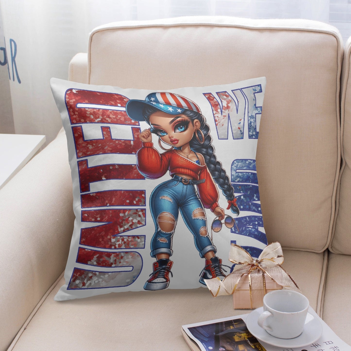 United We Stand All-American Girl Pillow Cover - Kim’s Signature Beauty & Accessories    