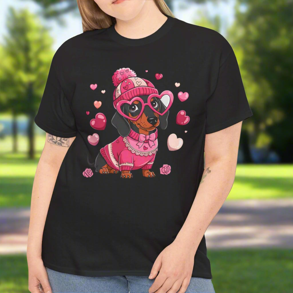 Valentine Dachshund Dog Cotton T-Shirt - Kim’s Signature Beauty & Accessories    