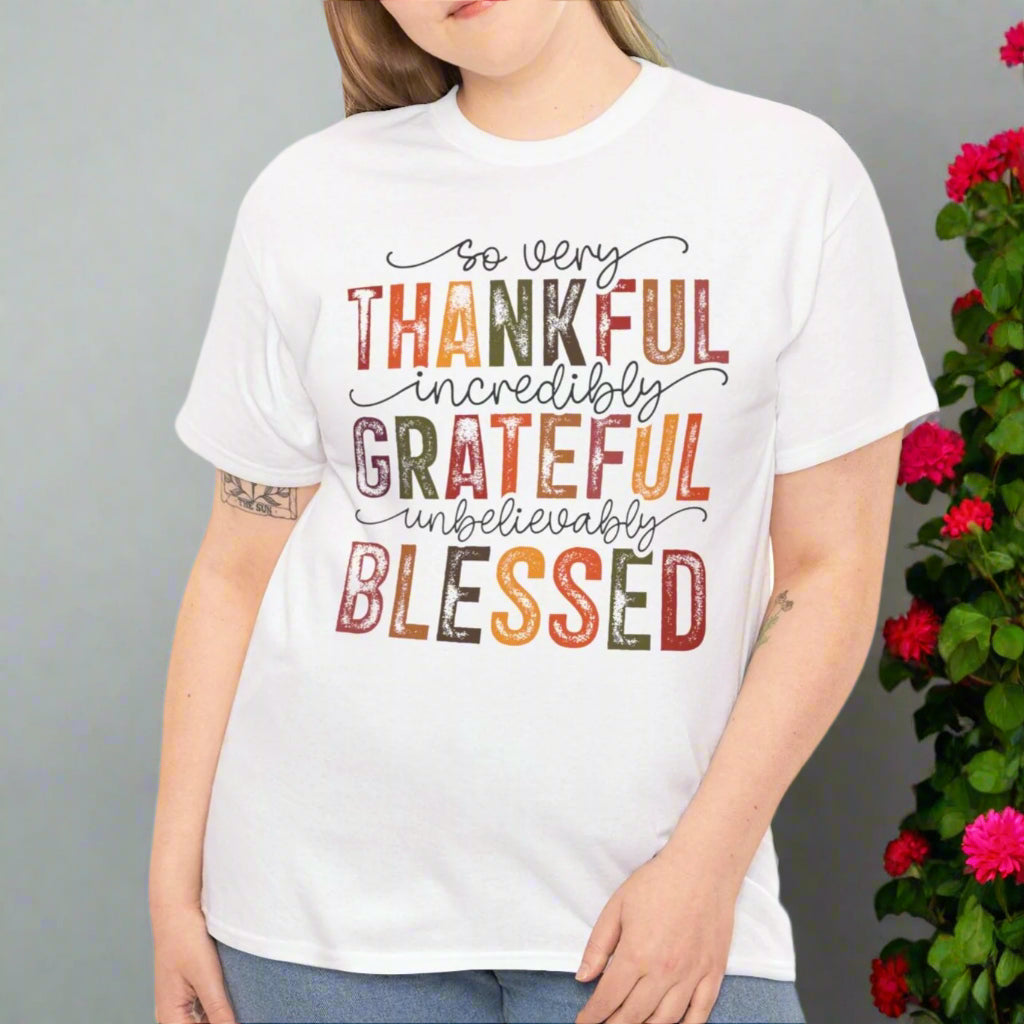 Very Thankful, Grateful & Blessed Tee - Kim’s Signature Beauty & Accessories    