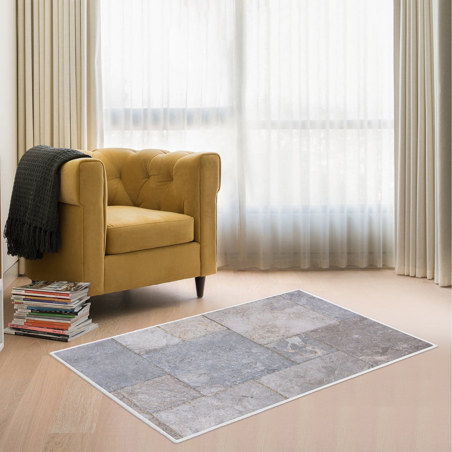 Vintage Stone Color Squares Rug - Kim’s Signature Beauty & Accessories