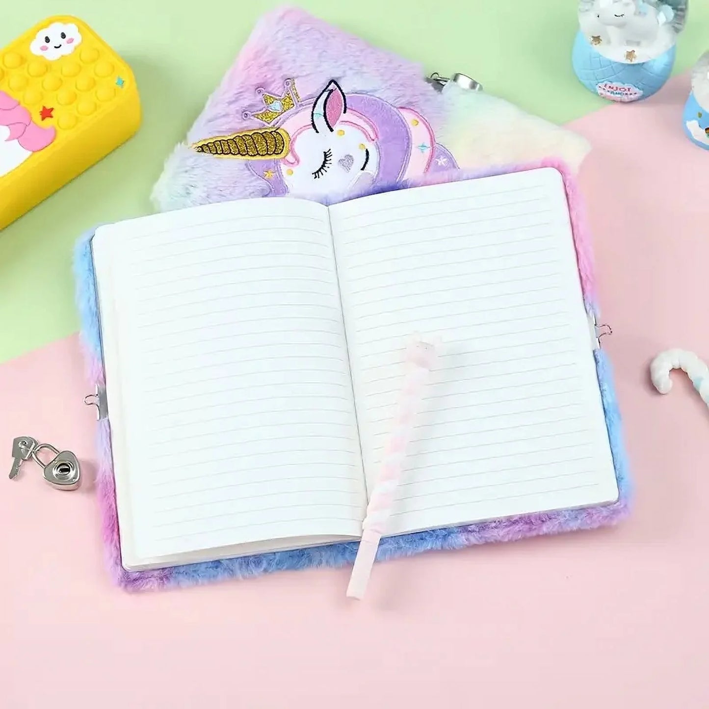 WERNNSAI Unicorn Plush Diary with Lock - Kim’s Signature Beauty & Accessories    