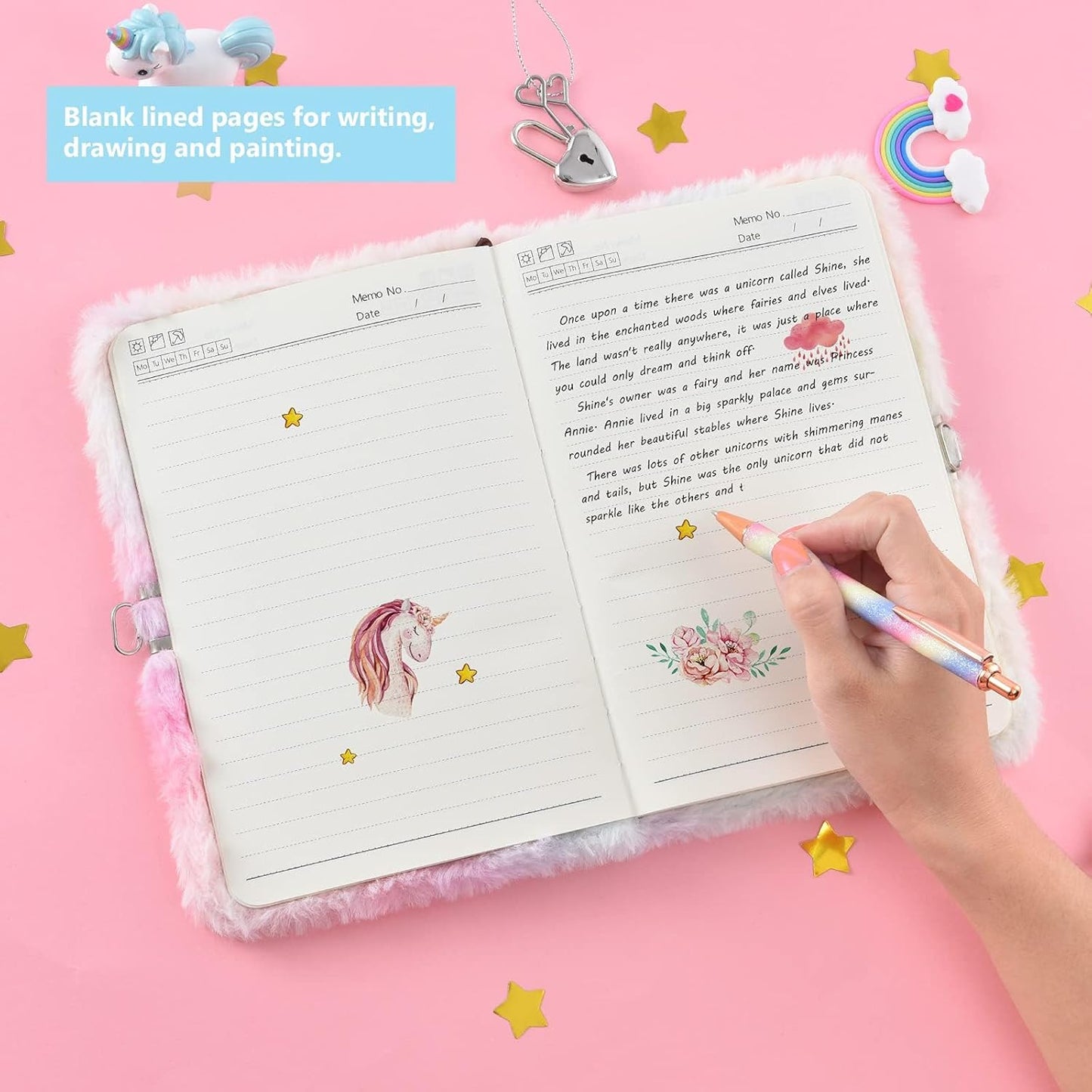 WERNNSAI Unicorn Plush Diary with Lock - Kim’s Signature Beauty & Accessories    