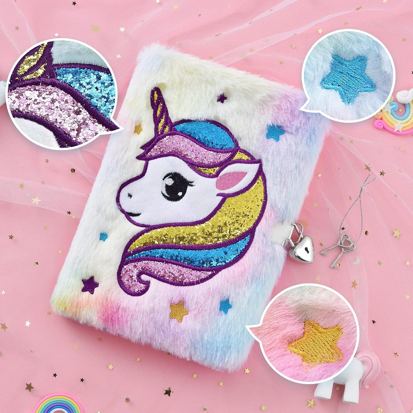 WERNNSAI Unicorn Plush Diary with Lock - Kim’s Signature Beauty & Accessories    