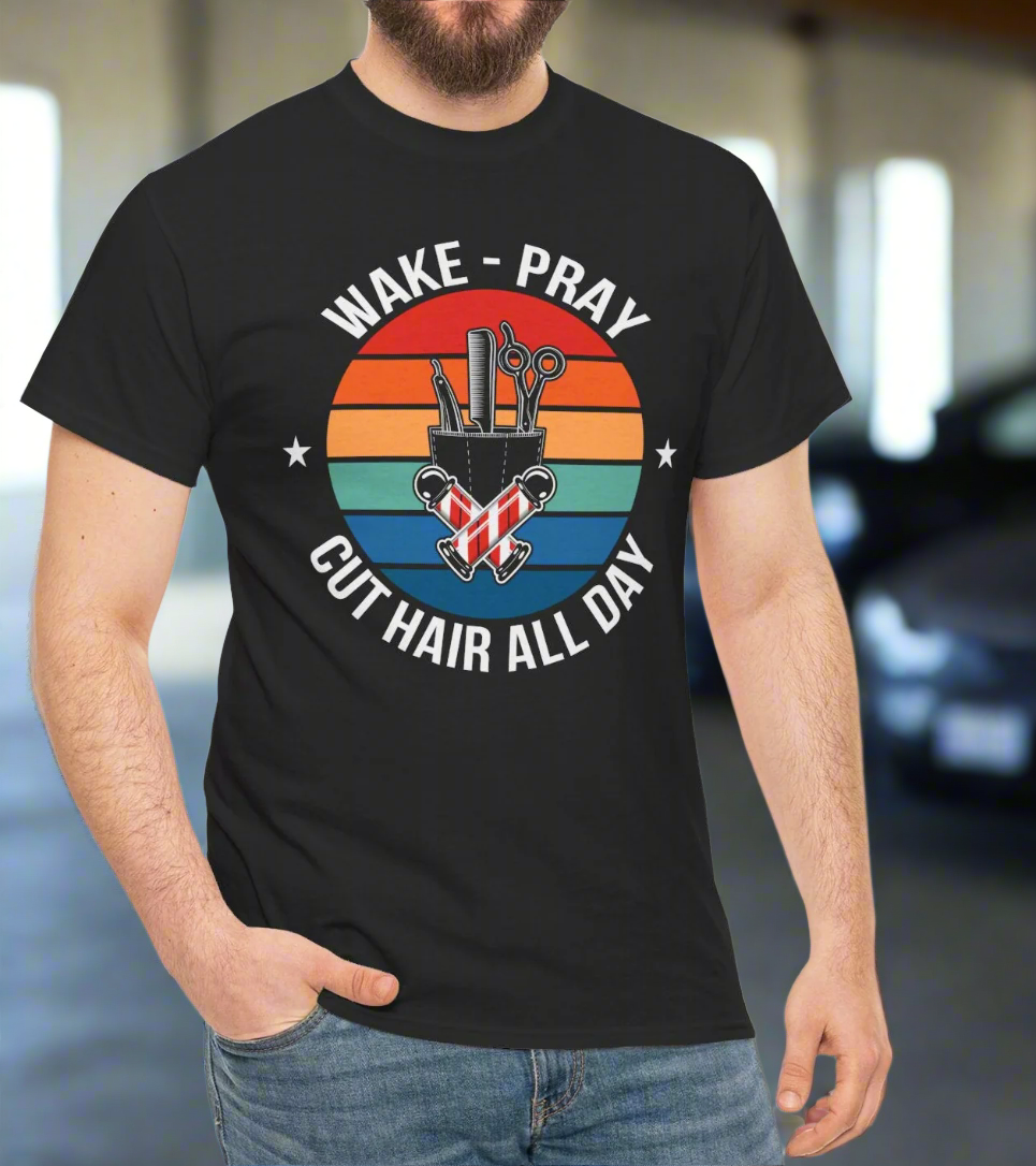 Wake, Pray- Barber Tee - Kim’s Signature Beauty & Accessories    