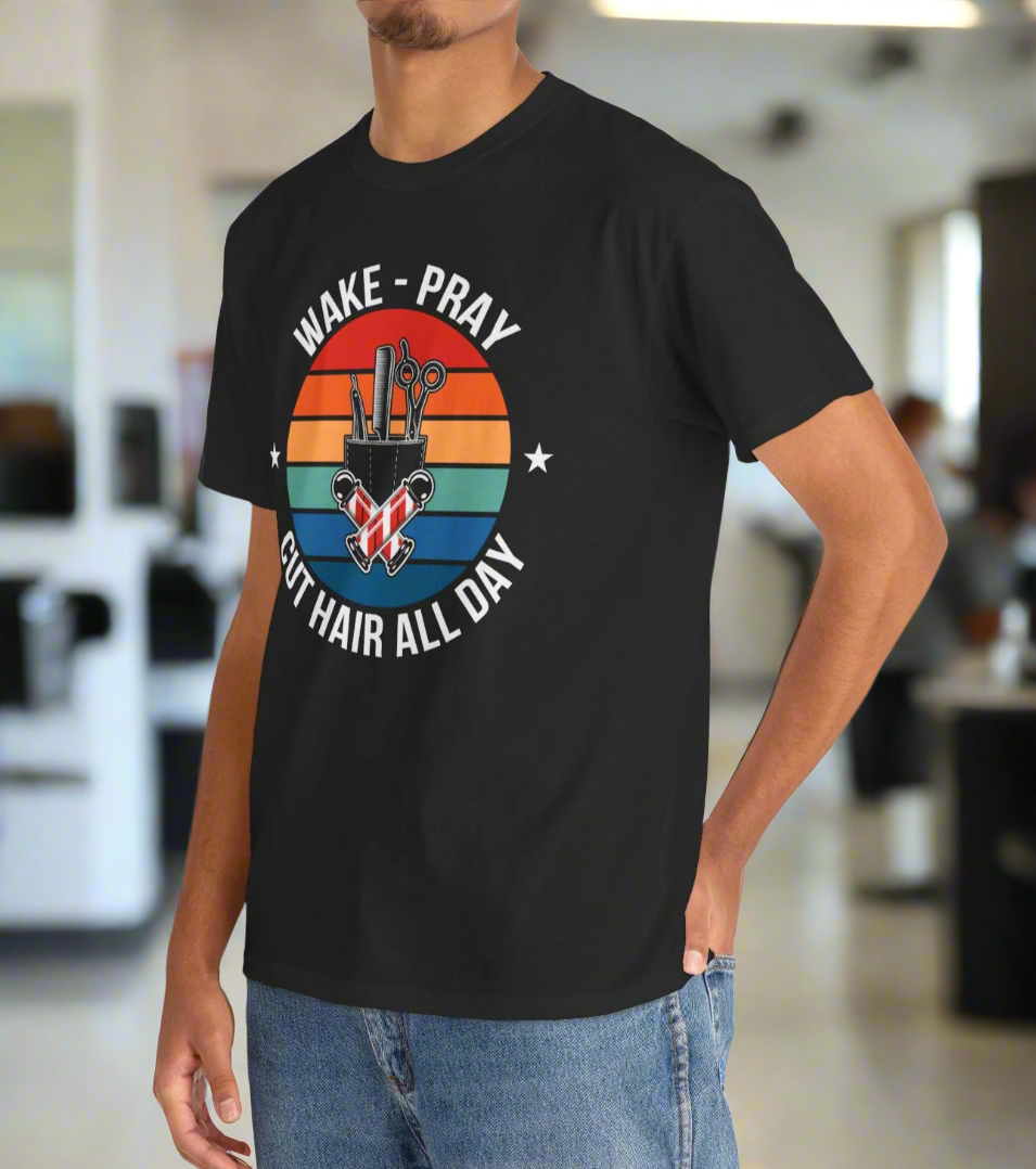 Wake, Pray- Barber Tee - Kim’s Signature Beauty & Accessories    