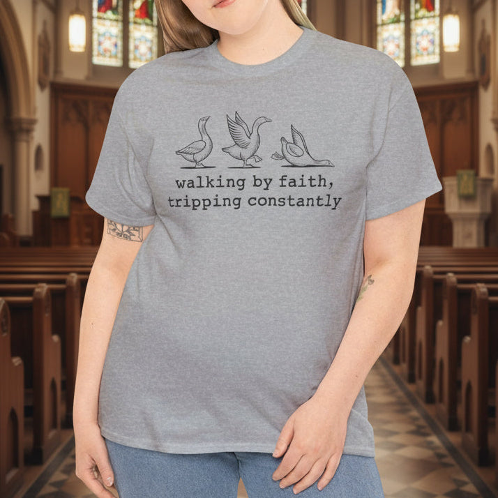 Walking by Faith, Tripping Constantly – Funny Christian Tee - Kim’s Signature Beauty & Accessories    