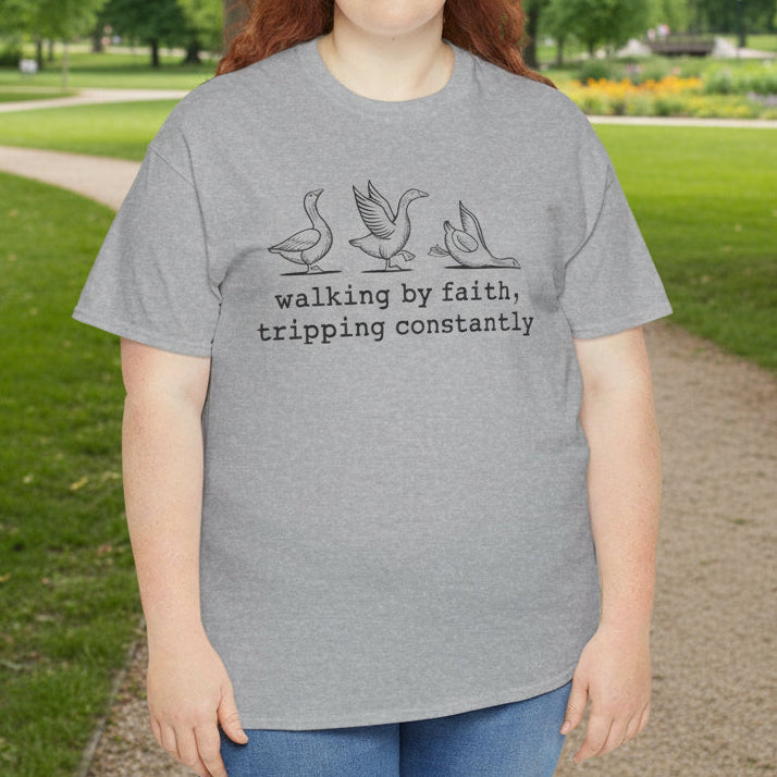 Walking by Faith, Tripping Constantly – Funny Christian Tee - Kim’s Signature Beauty & Accessories    