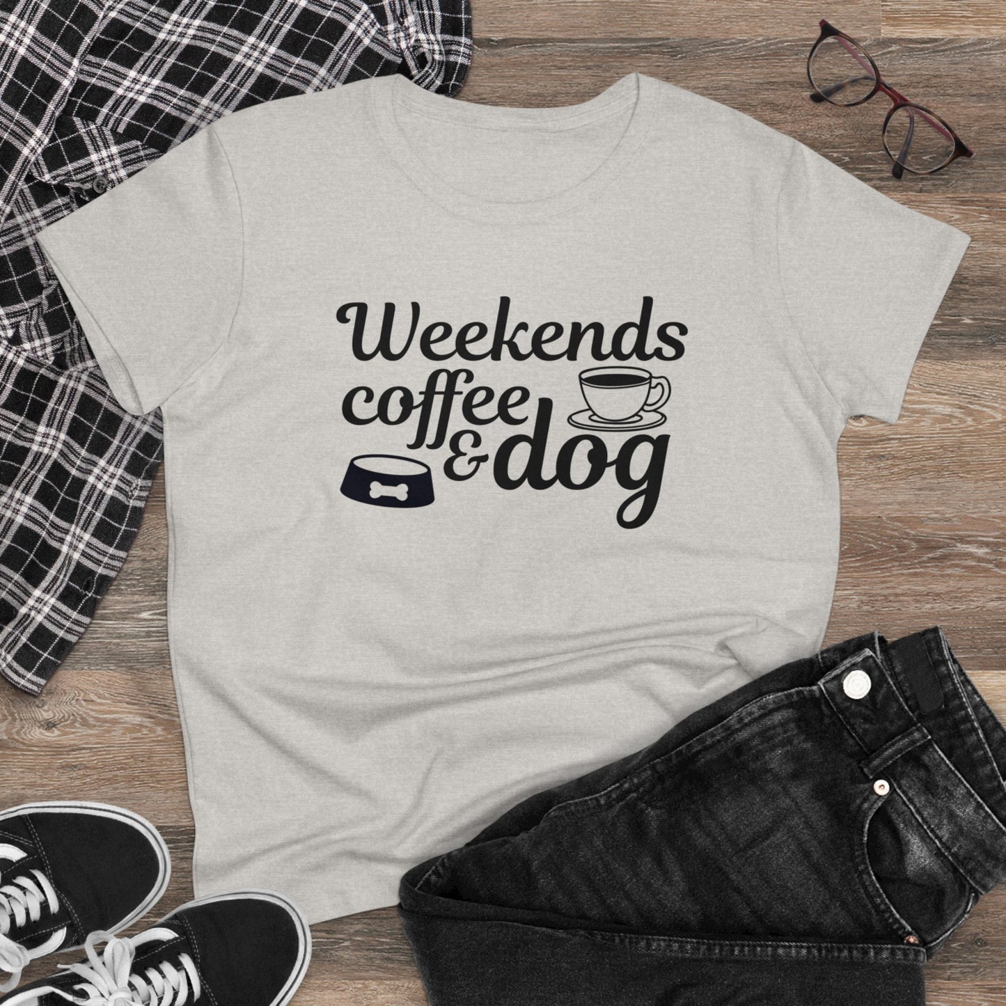 Weekends, Coffee, & A Dog Women's Tee - Kim’s Signature Beauty & Accessories    