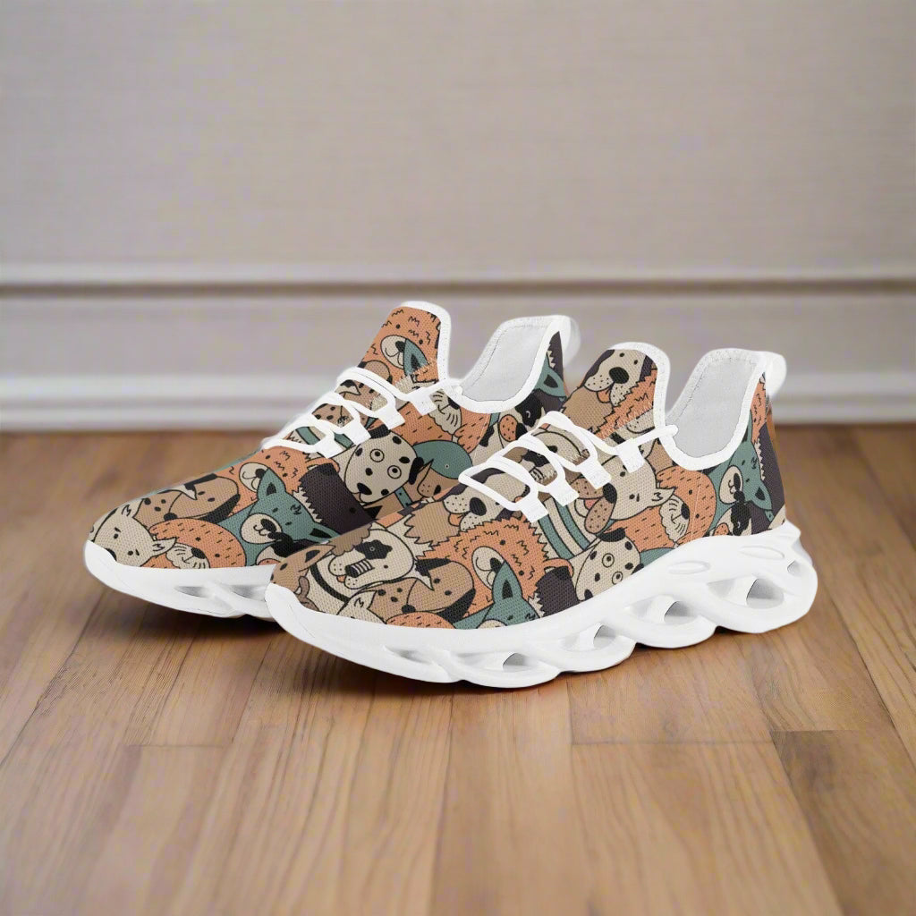 Whimsical Dog Print Sneakers – Lightweight Bounce Walking Shoes - Kim’s Signature Beauty & Accessories    