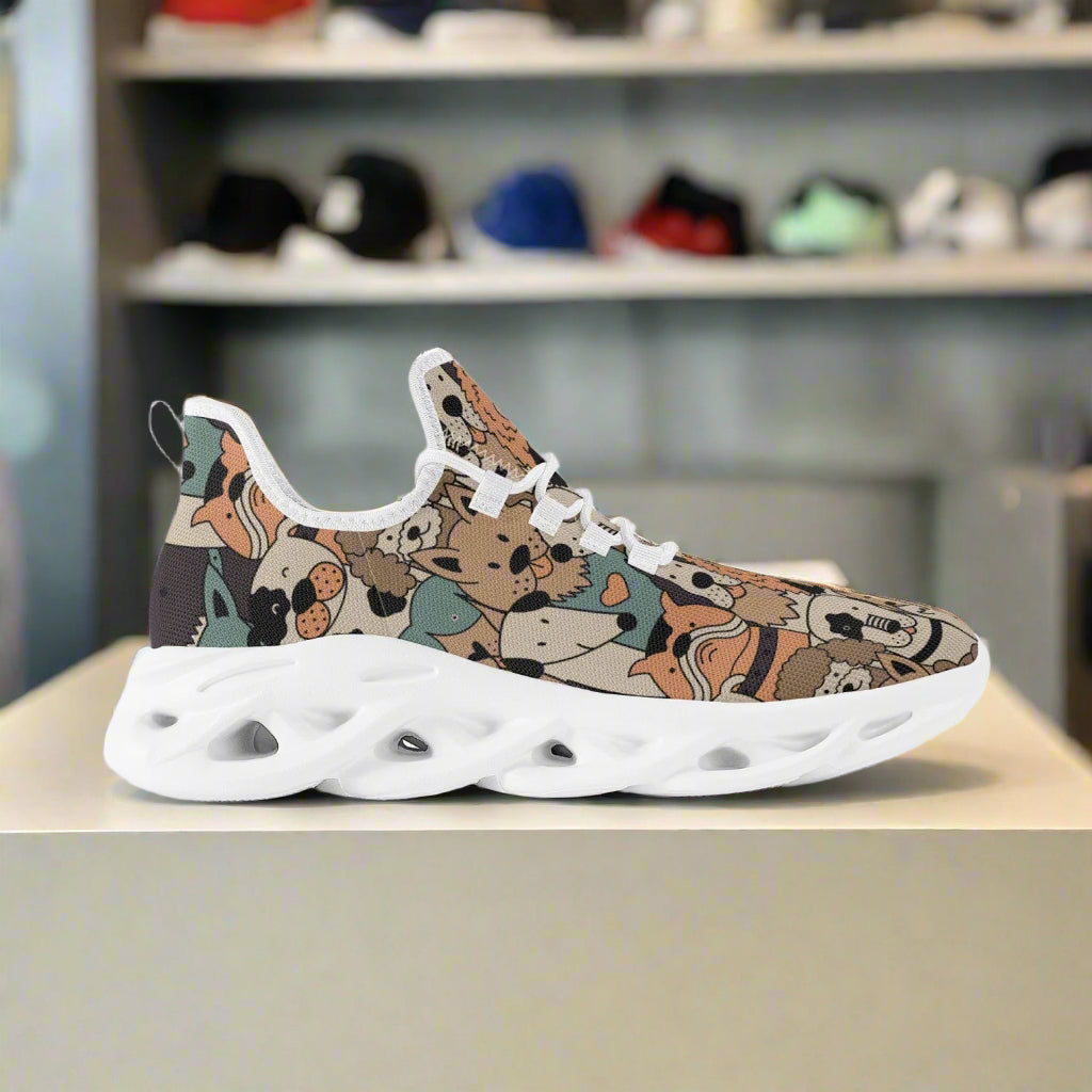 Whimsical Dog Print Sneakers – Lightweight Bounce Walking Shoes - Kim’s Signature Beauty & Accessories    