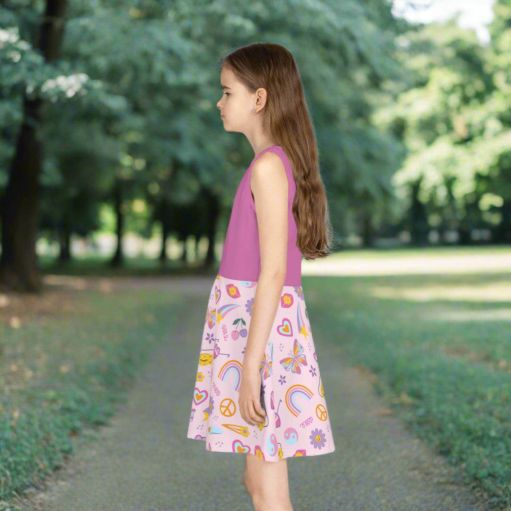 Whimsical Girls' Sleeveless Sundress with Fun Patterns - Kim’s Signature Beauty & Accessories    