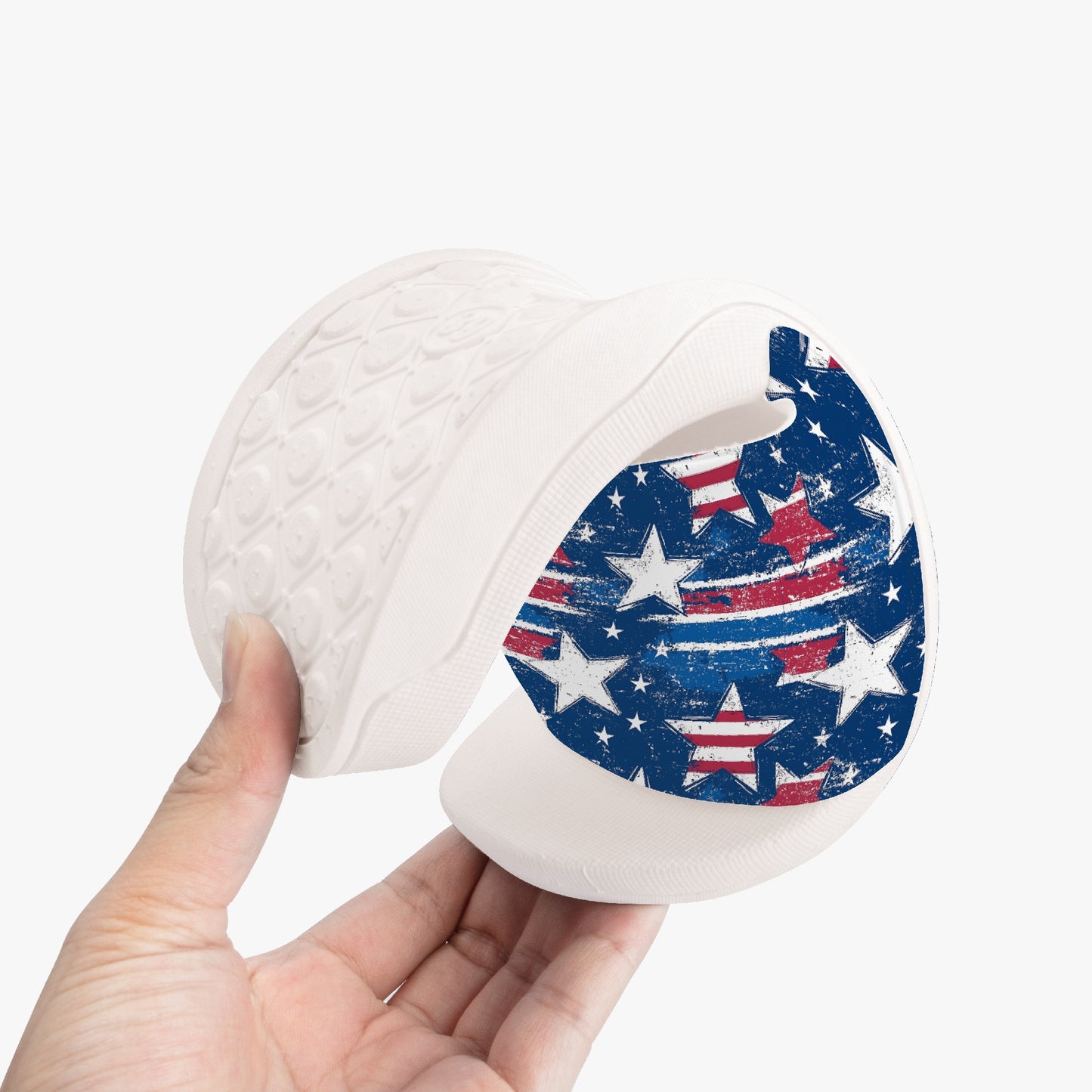 White Patriotic Stripe Star Slides – Red, White & Blue Sandals - Kim’s Signature Beauty & Accessories    