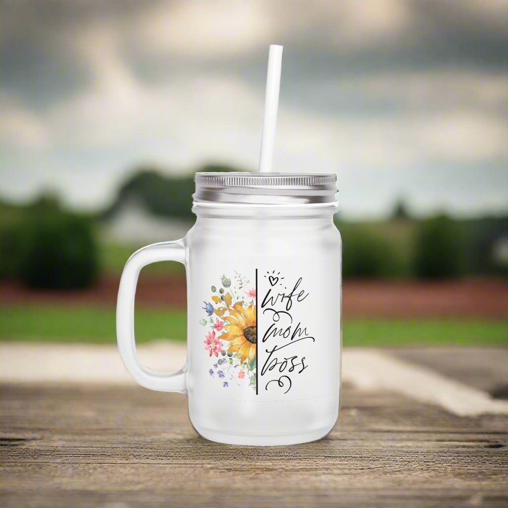 Wife, Mom, Boss Mason Jar - Kim’s Signature Beauty & Accessories    