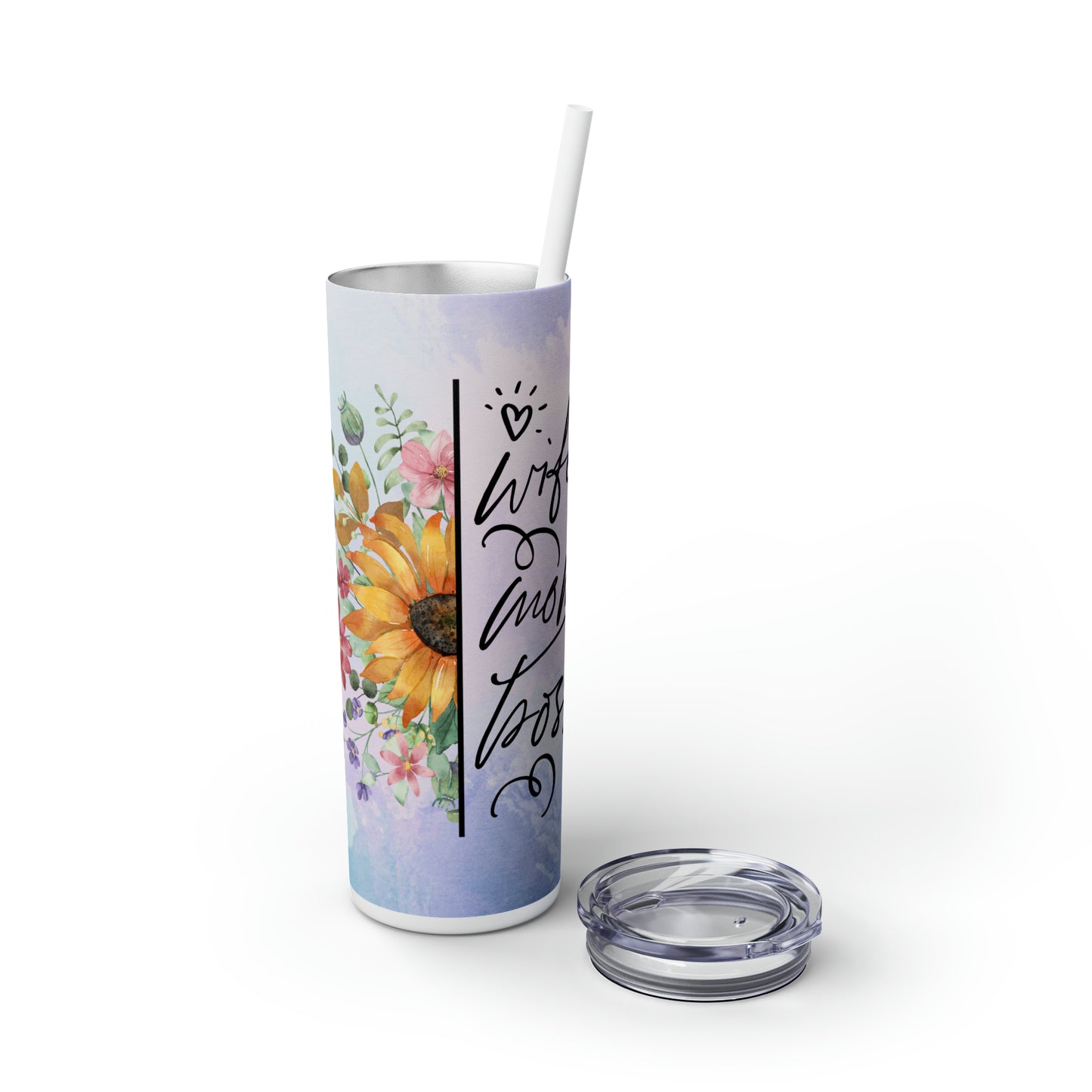 Wife, Mom, Boss | Skinny Tumbler with Straw, 20oz - Kim’s Signature Beauty & Accessories    