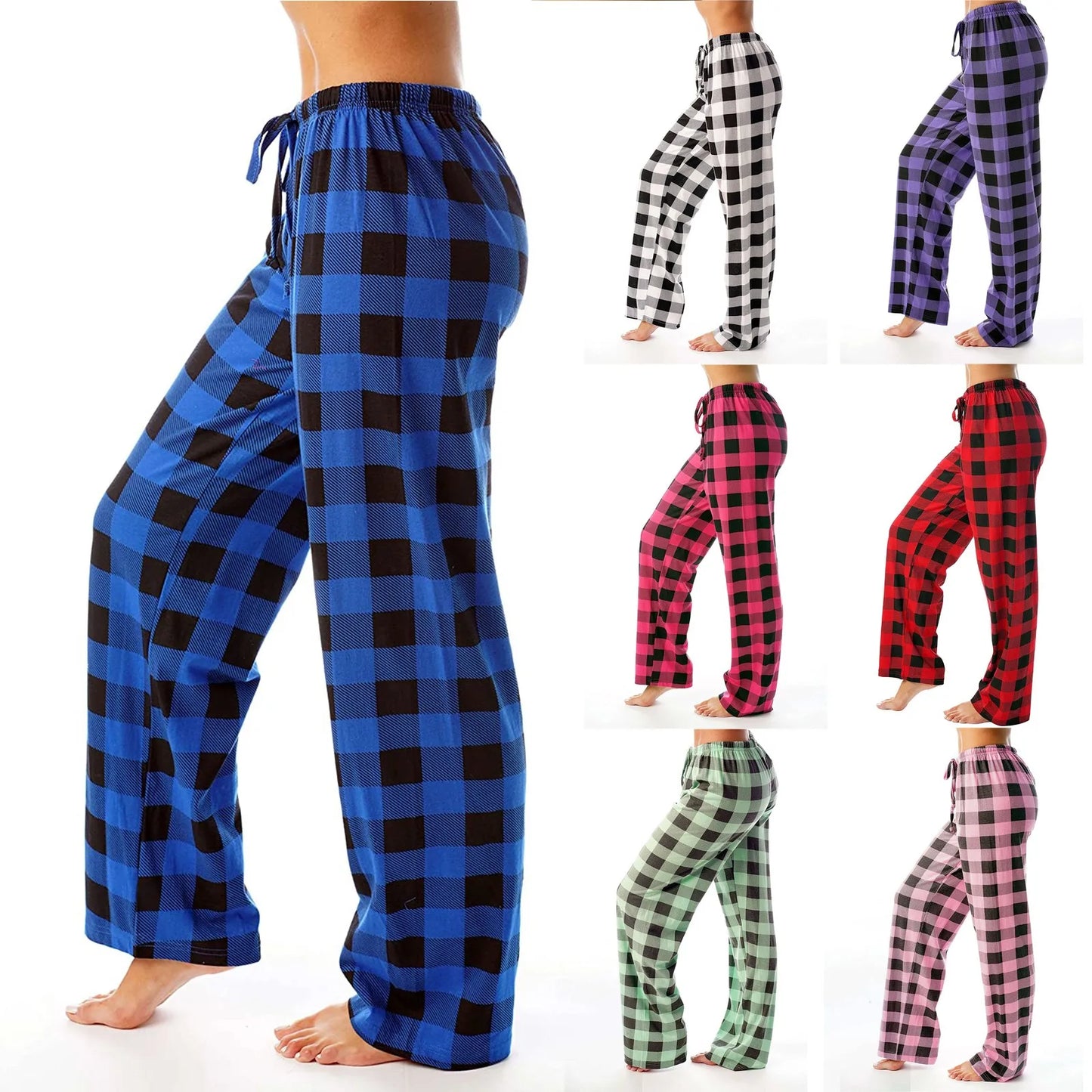 Women Christmas Pajama pants Autumn Winter Plaid Printed Pants Fashion Casual Wide Leg Pants Clothing Streetwear - Kim’s Signature Beauty & Accessories    