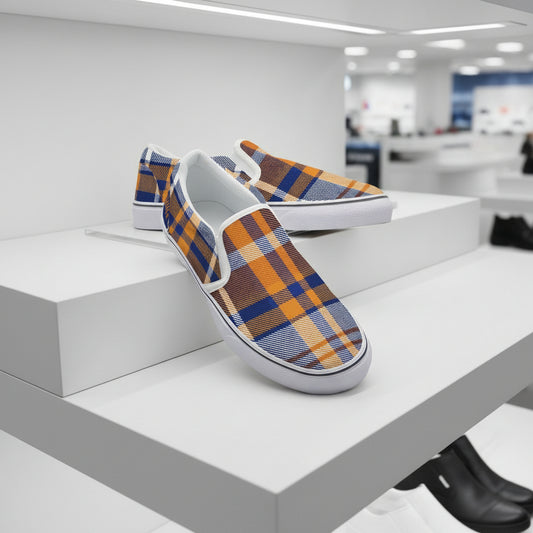 Women’s Plaid Slip-On Shoes – Comfortable Canvas Everyday Sneakers - Kim’s Signature Beauty & Accessories    