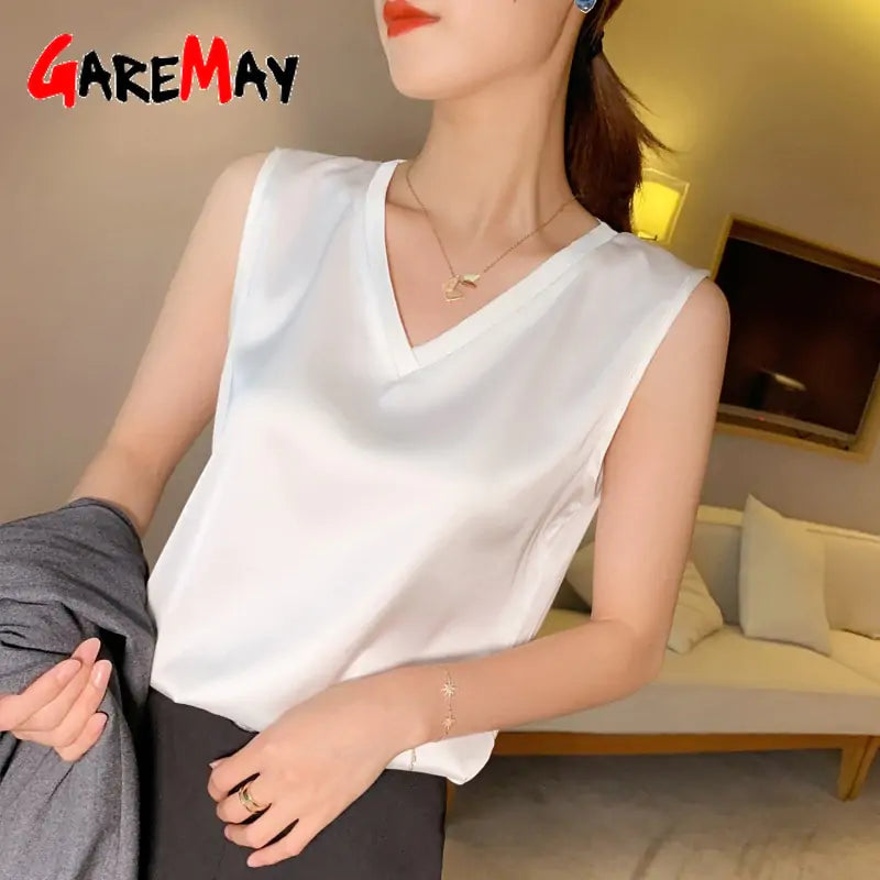 Women's Sleeveless Satin Blouse - Kim’s Signature Beauty & Accessories    