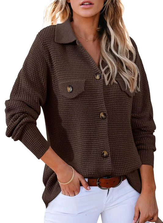 Women's Waffle Knit Shacket Jacket - Kim’s Signature Beauty & Accessories    