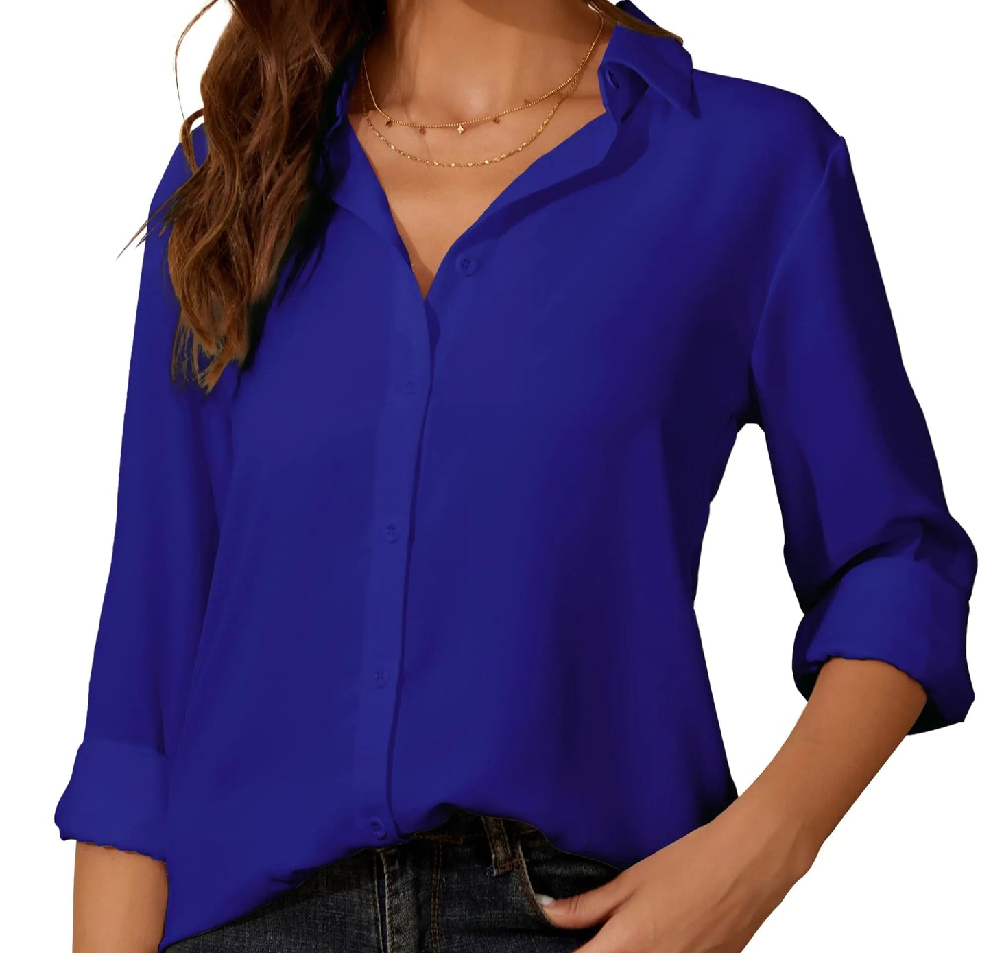 Womens Button Down Shirt Long Sleeve - Kim’s Signature Beauty & Accessories    