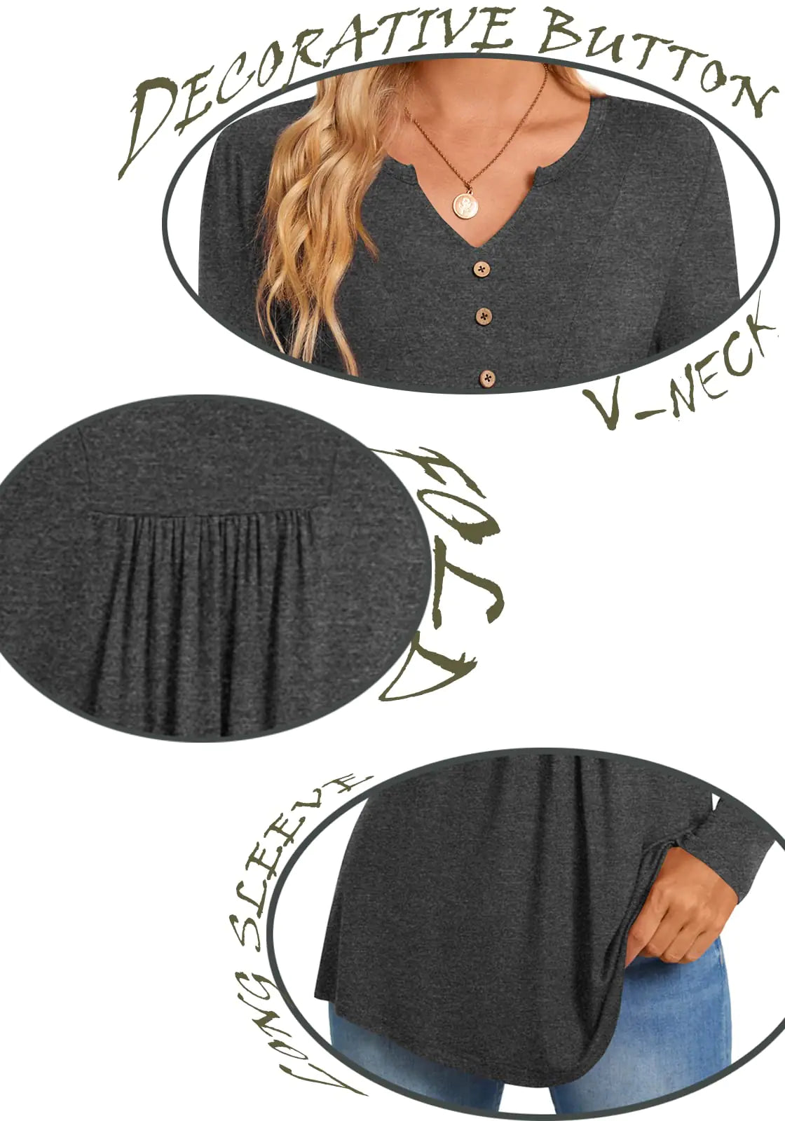 Womens Long Sleeve Tunic Top - Kim’s Signature Beauty & Accessories    