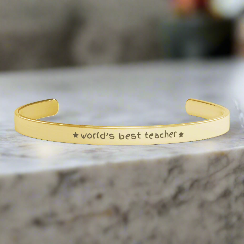World's Best Teacher Cuff Bracelet - Kim’s Signature Beauty & Accessories    