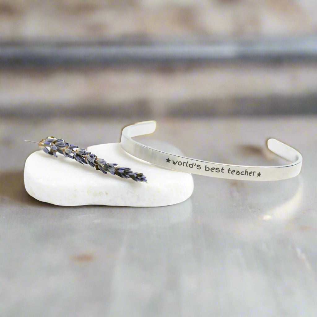 World's Best Teacher Cuff Bracelet - Kim’s Signature Beauty & Accessories    