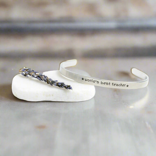 World's Best Teacher Cuff Bracelet - Kim’s Signature Beauty & Accessories    