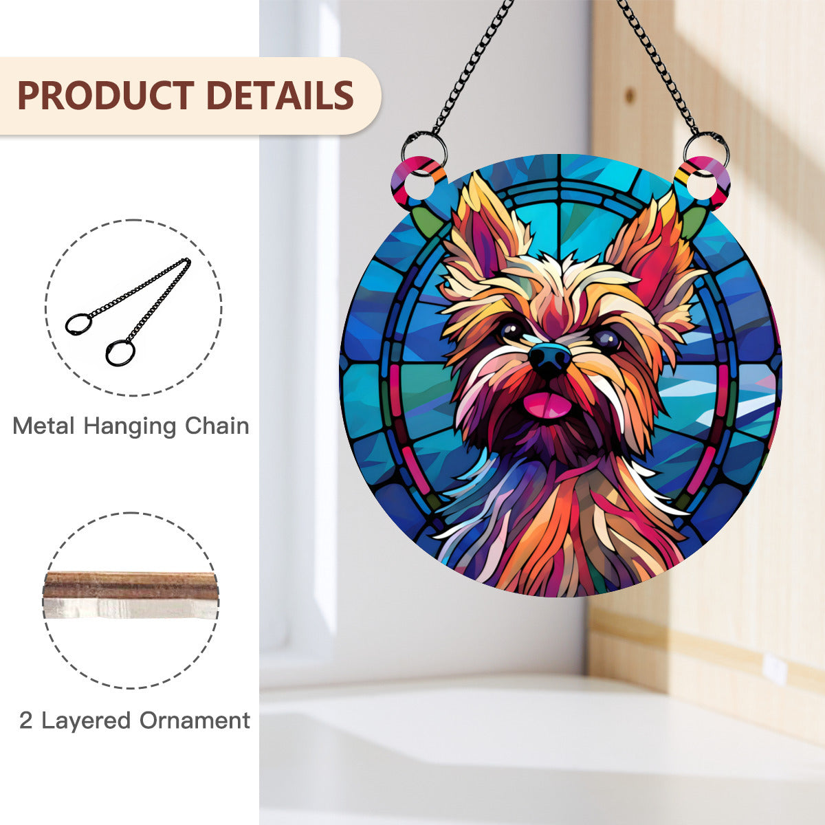 Yorkie stained glass dog - Kim’s Signature Beauty & Accessories    