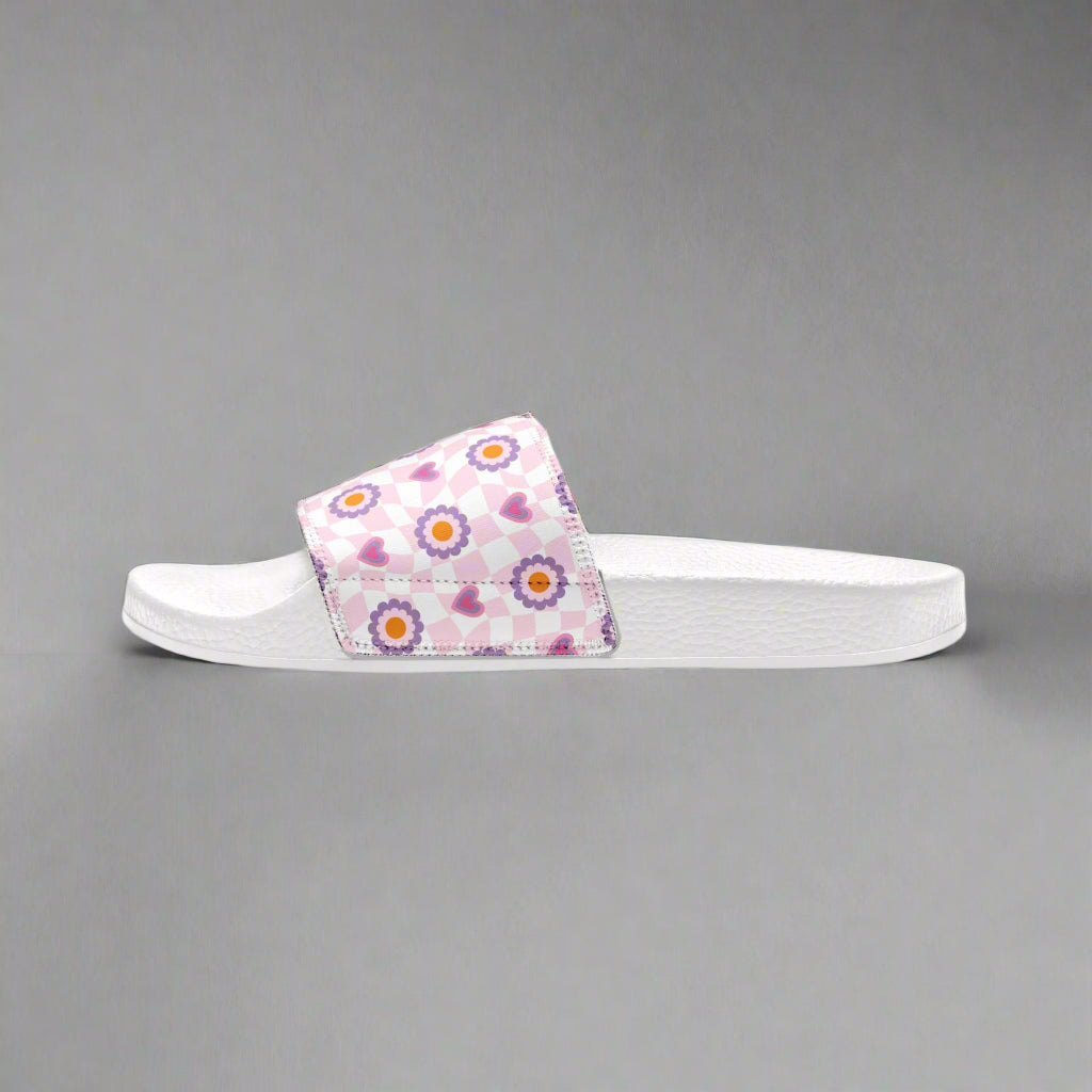 Youth Checkered Heart Slide Sandals - Kim’s Signature Beauty & Accessories    