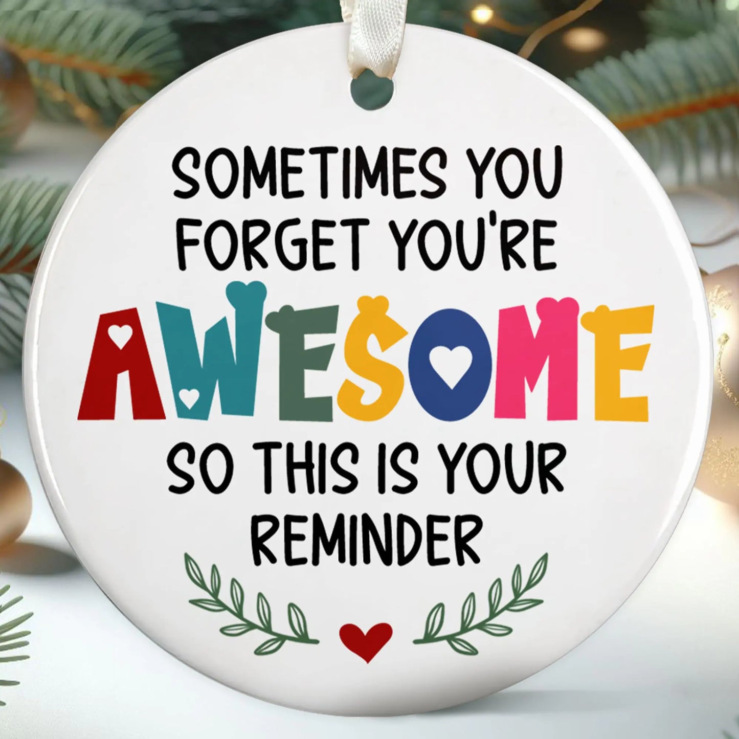 Decorative ornament with motivational quote on a white background