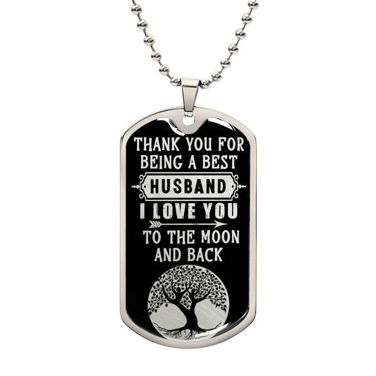 To the Moon and Back Husband  | Dog Tag - Kim’s Signature Beauty & Accessories    